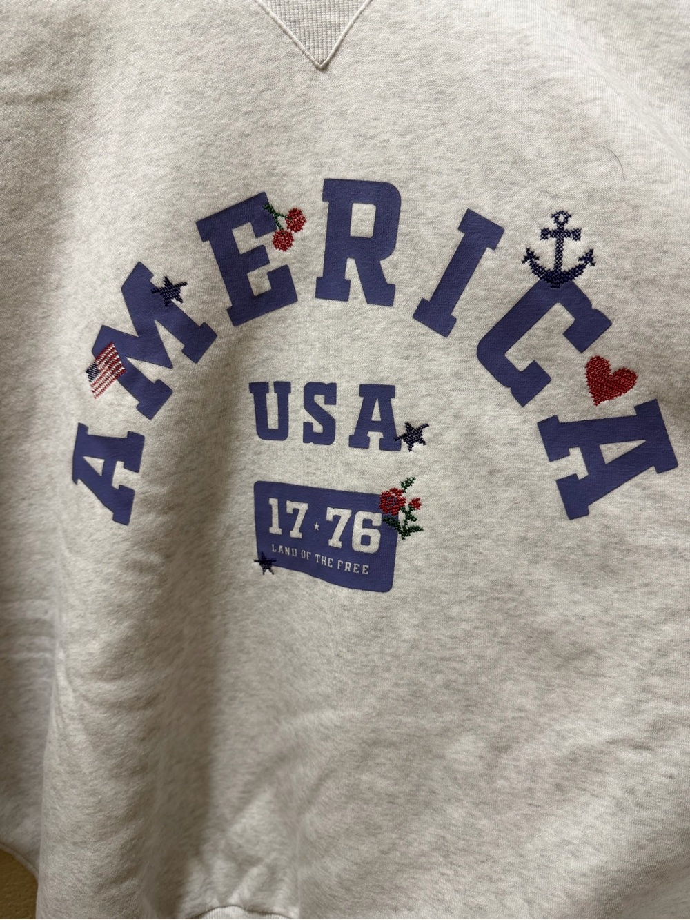 USA 'America' Graphic Crewneck Sweatshirt - Light Gray